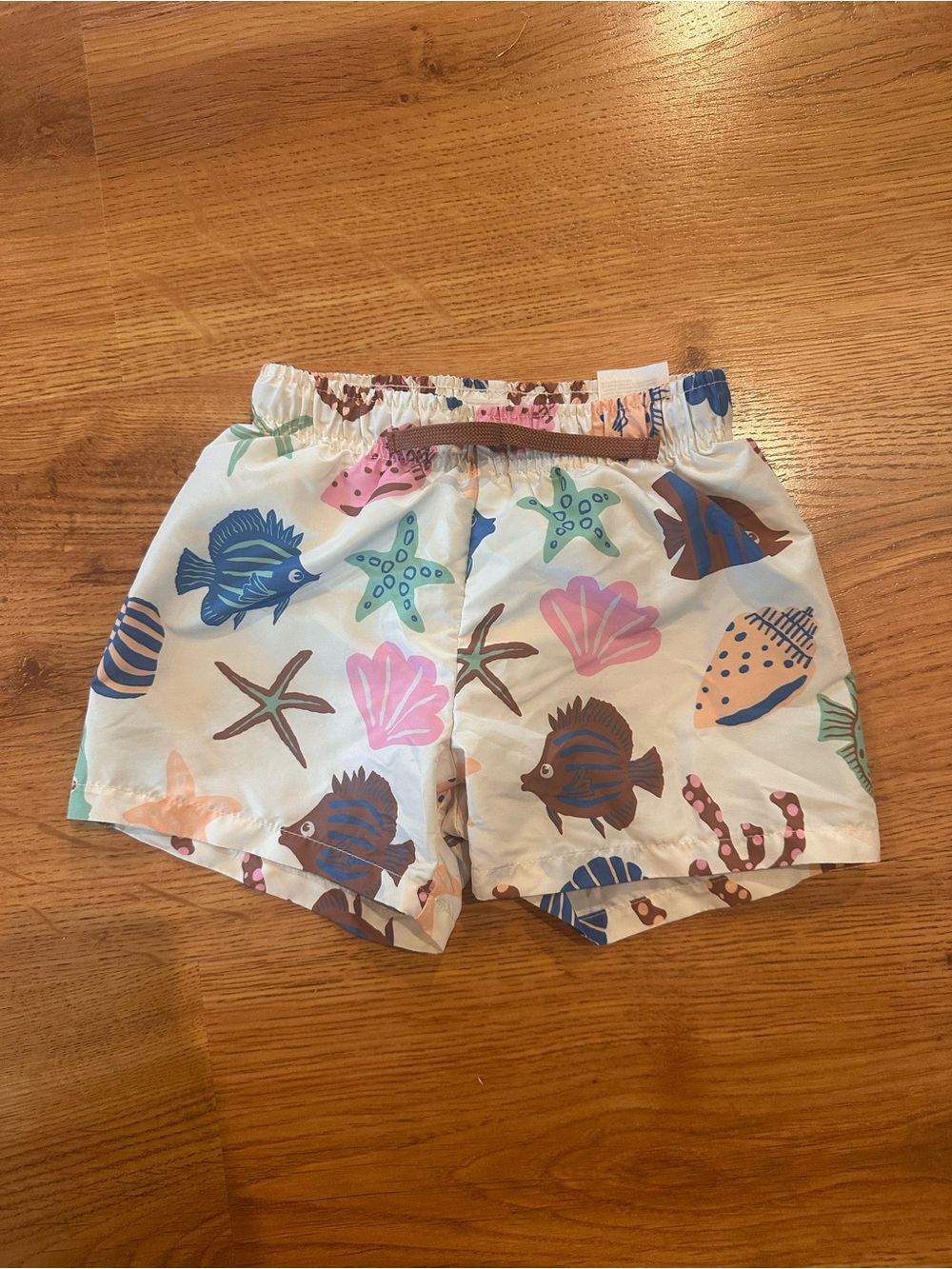 H&M White Kids Swim Trunks with Multicolor Sea Life Print